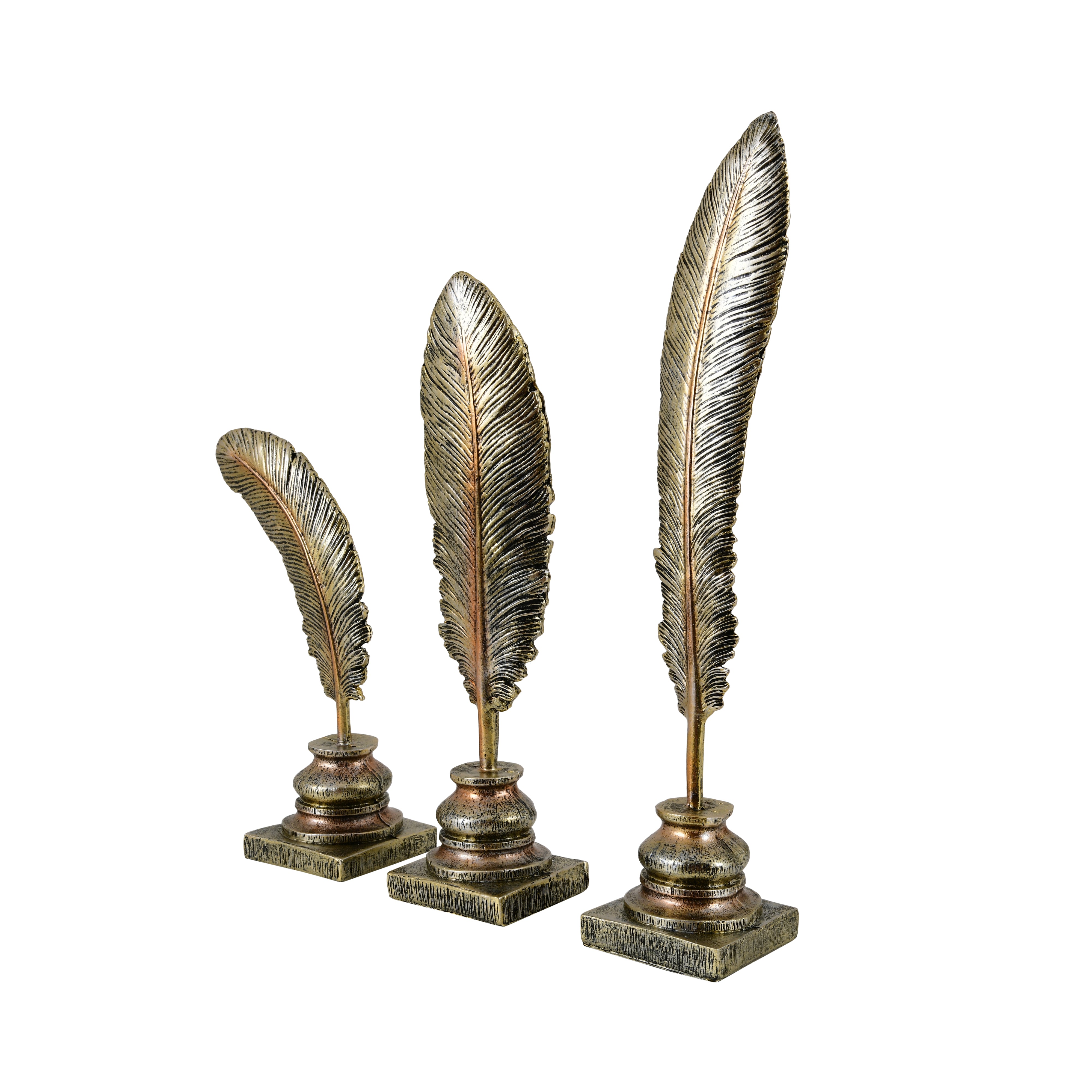 Elegant Feather Figurines – Polyresin Decorative Showpiece Set of 3