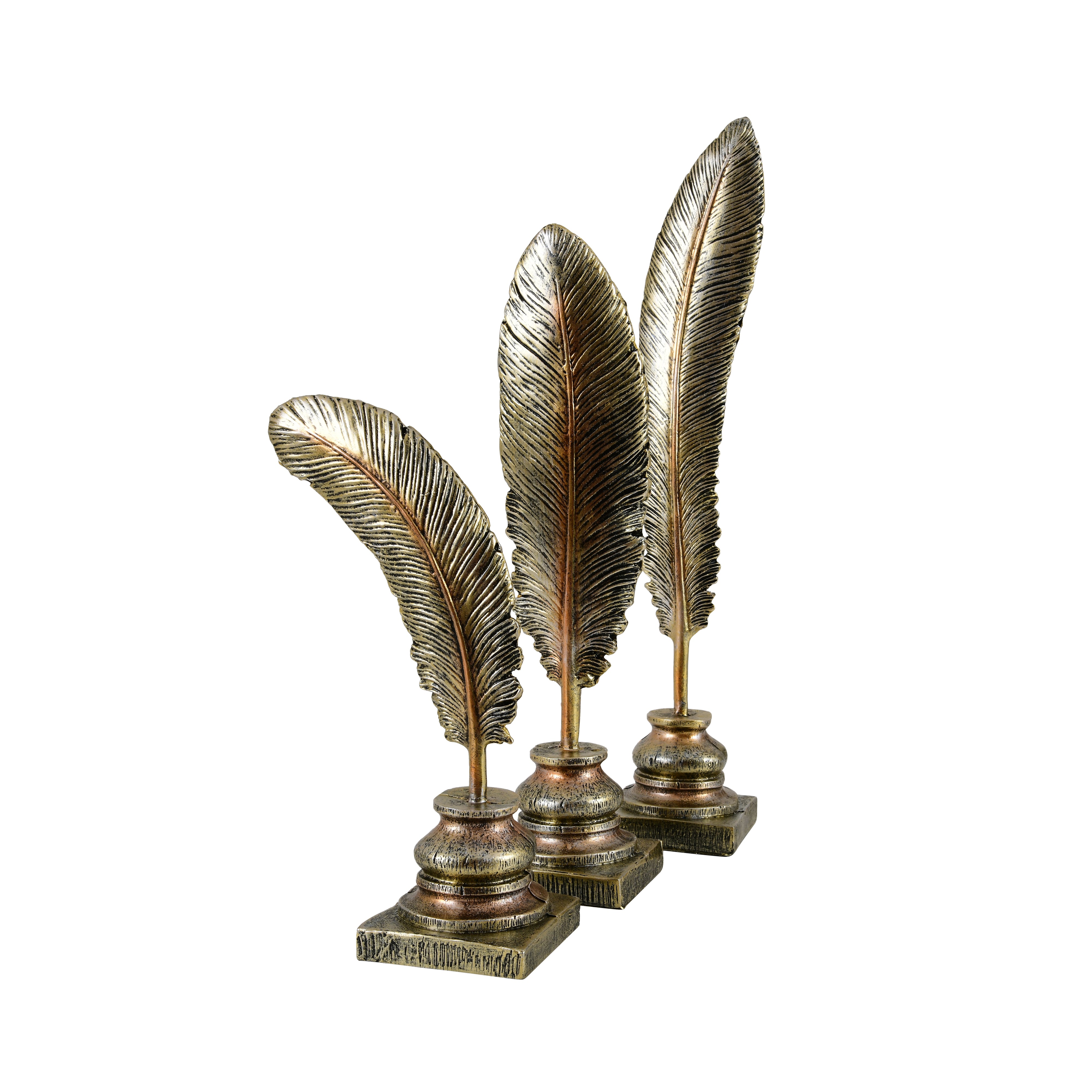 Elegant Feather Figurines – Polyresin Decorative Showpiece Set of 3