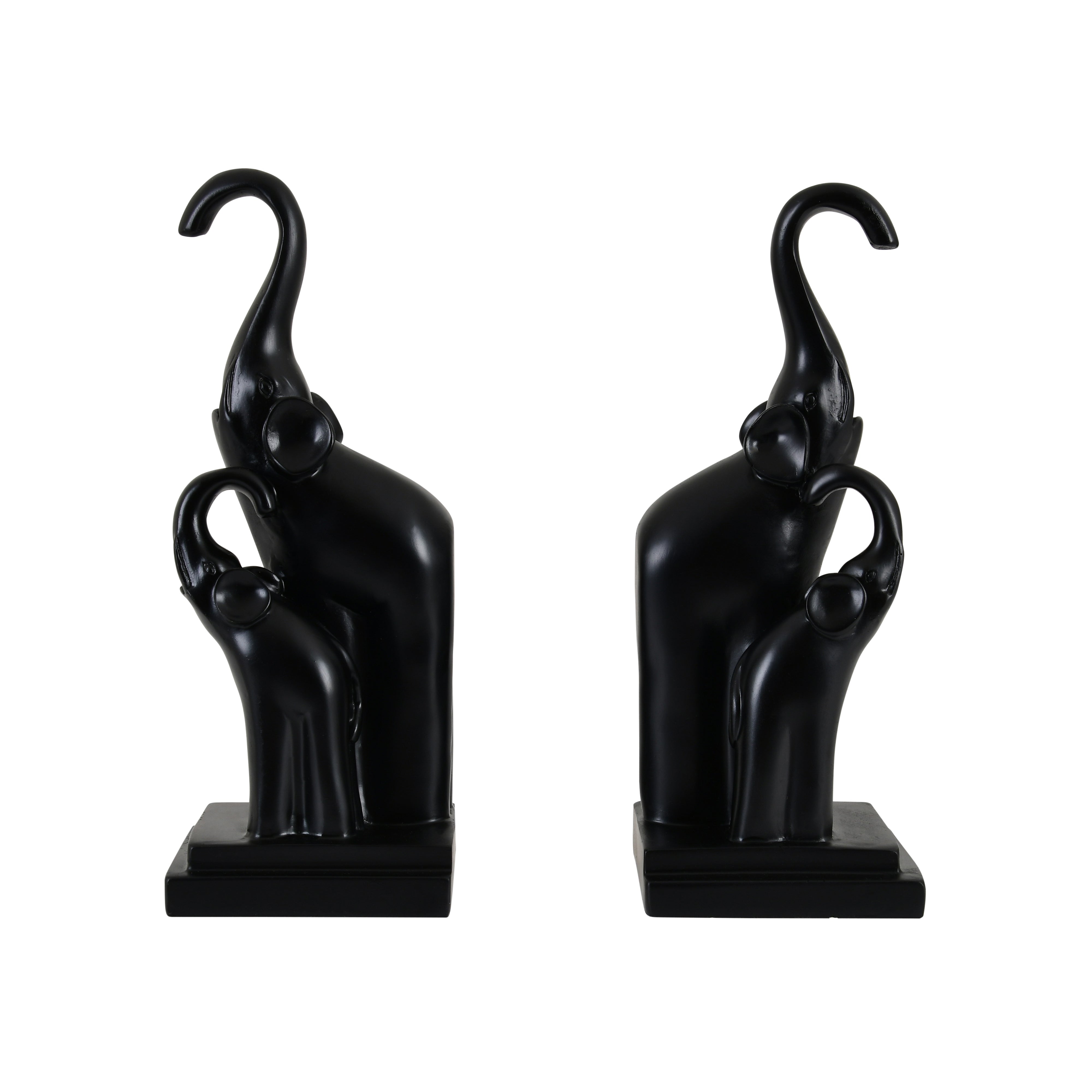 Majestic Elephant Figurines – Polyresin Decorative Bookend/Showpiece Set of 2