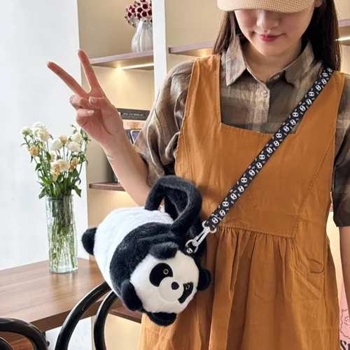 Bella N Bloom Cute Black & White Panda Plush Mini Sling Bag for Kids & Girls