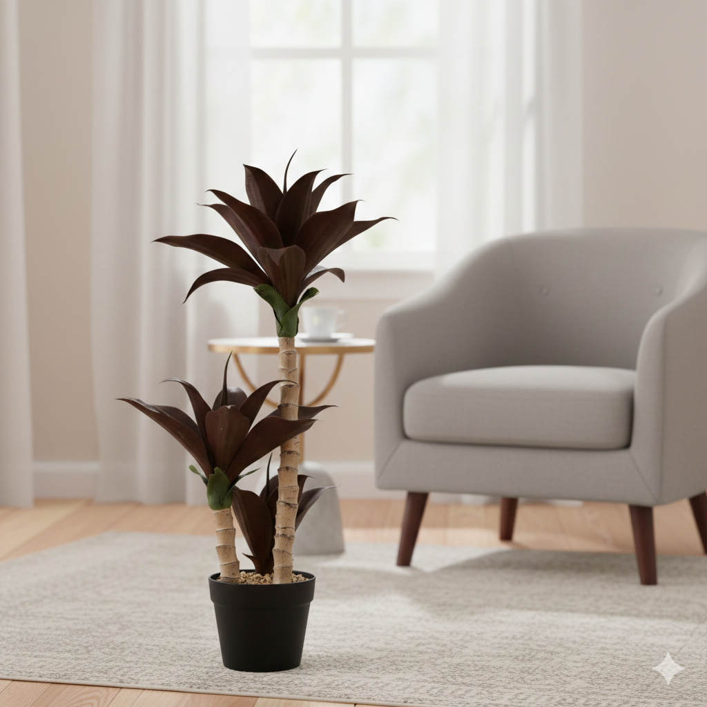 Artificial Planter-Yucca plant (Maroon)