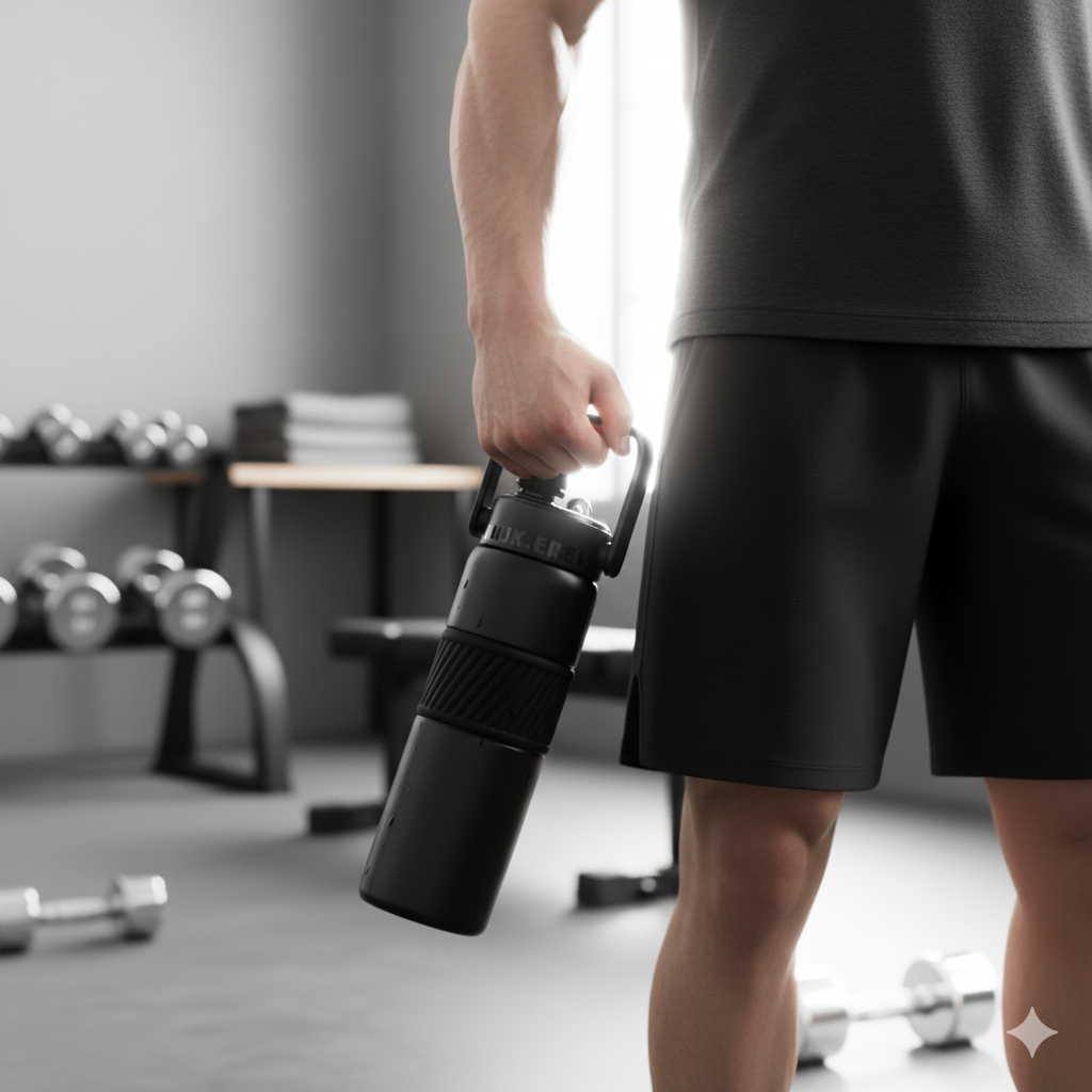 Grip & Go Bottle- Stainless Steel (Black)