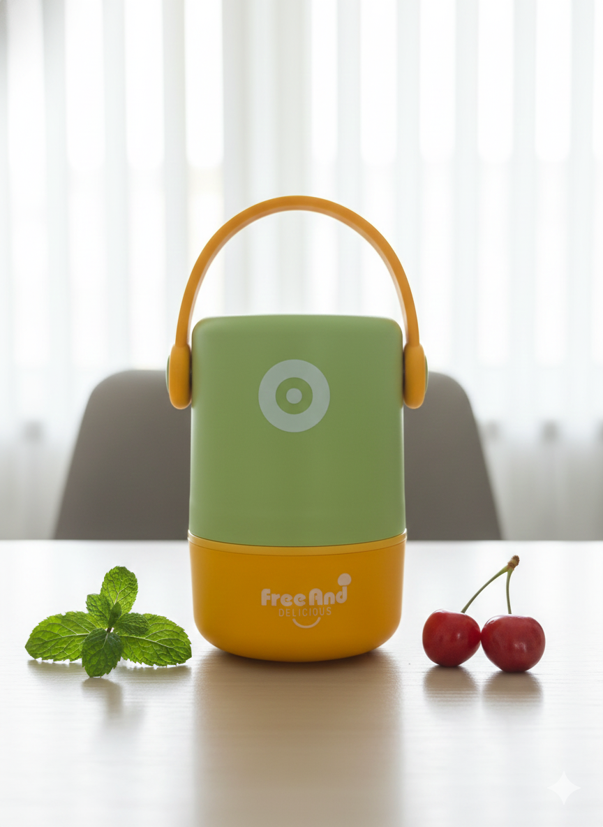 Dual Compartment Stainless Steel Lunch Box (Yellow - Green)