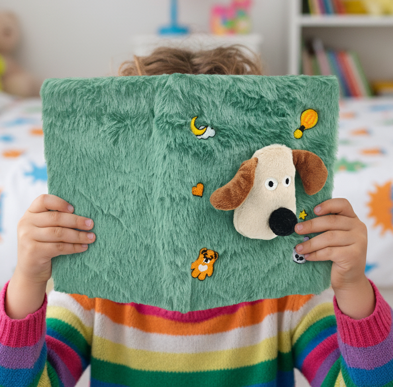 Plush Dog-Themed Furry Diary- Green