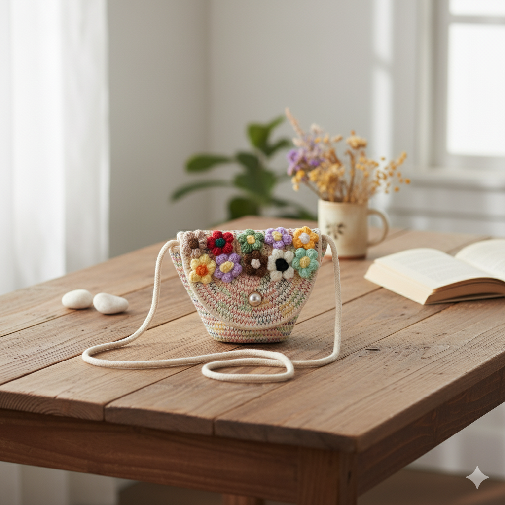 Mini Tote Bag (White Multi Thread)