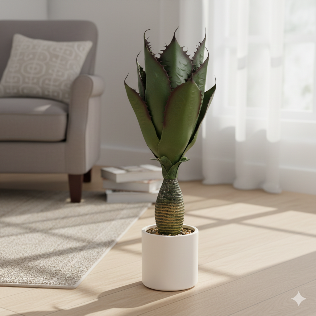 Premium Artificial Agave Plant in White Pot