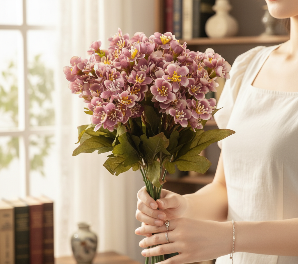 Artificial Pink Cherry Blossom Flower Bunch