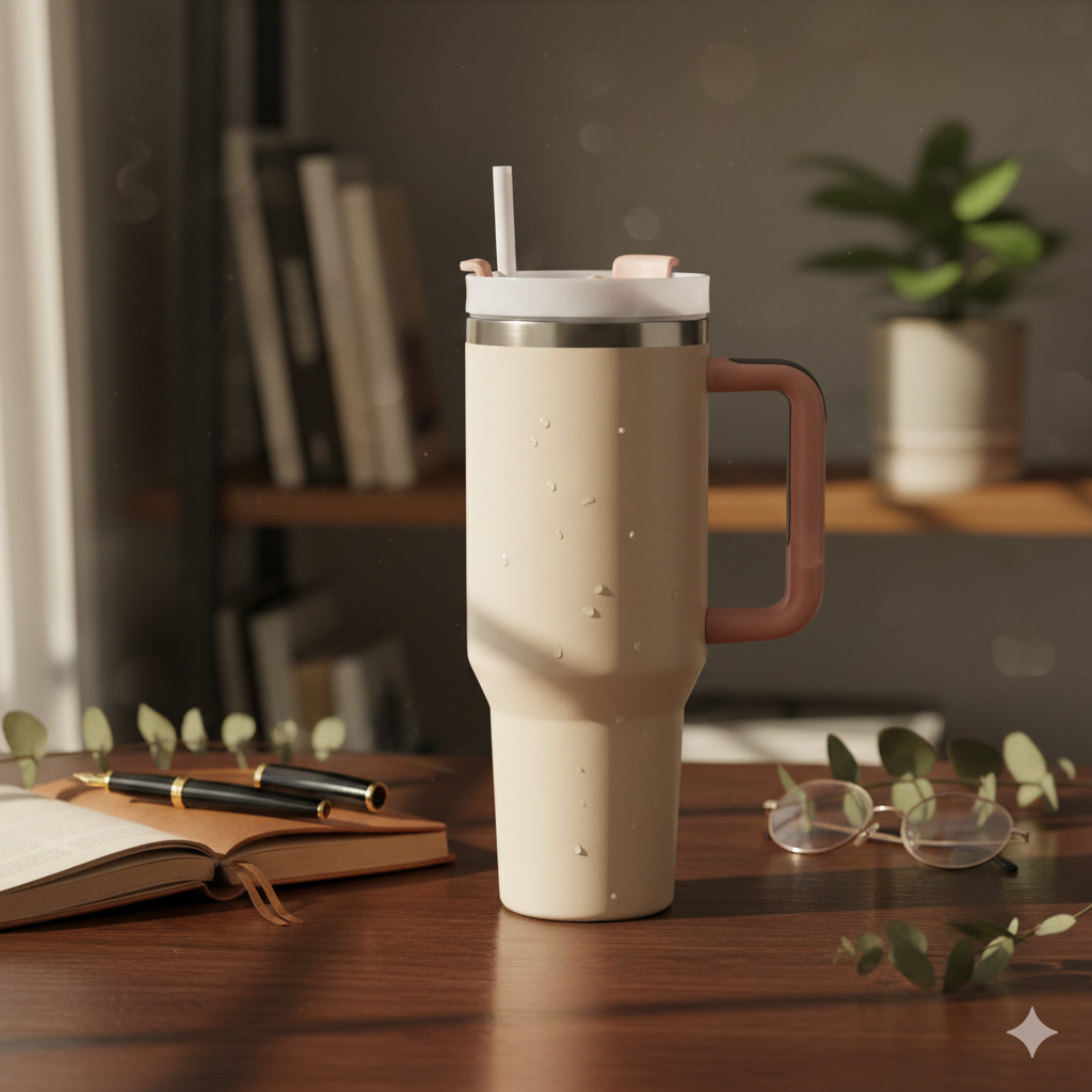Stainless Steel Vacuum Insulated Tumbler With Offwhite/ Creamish Colour - 1200ml
