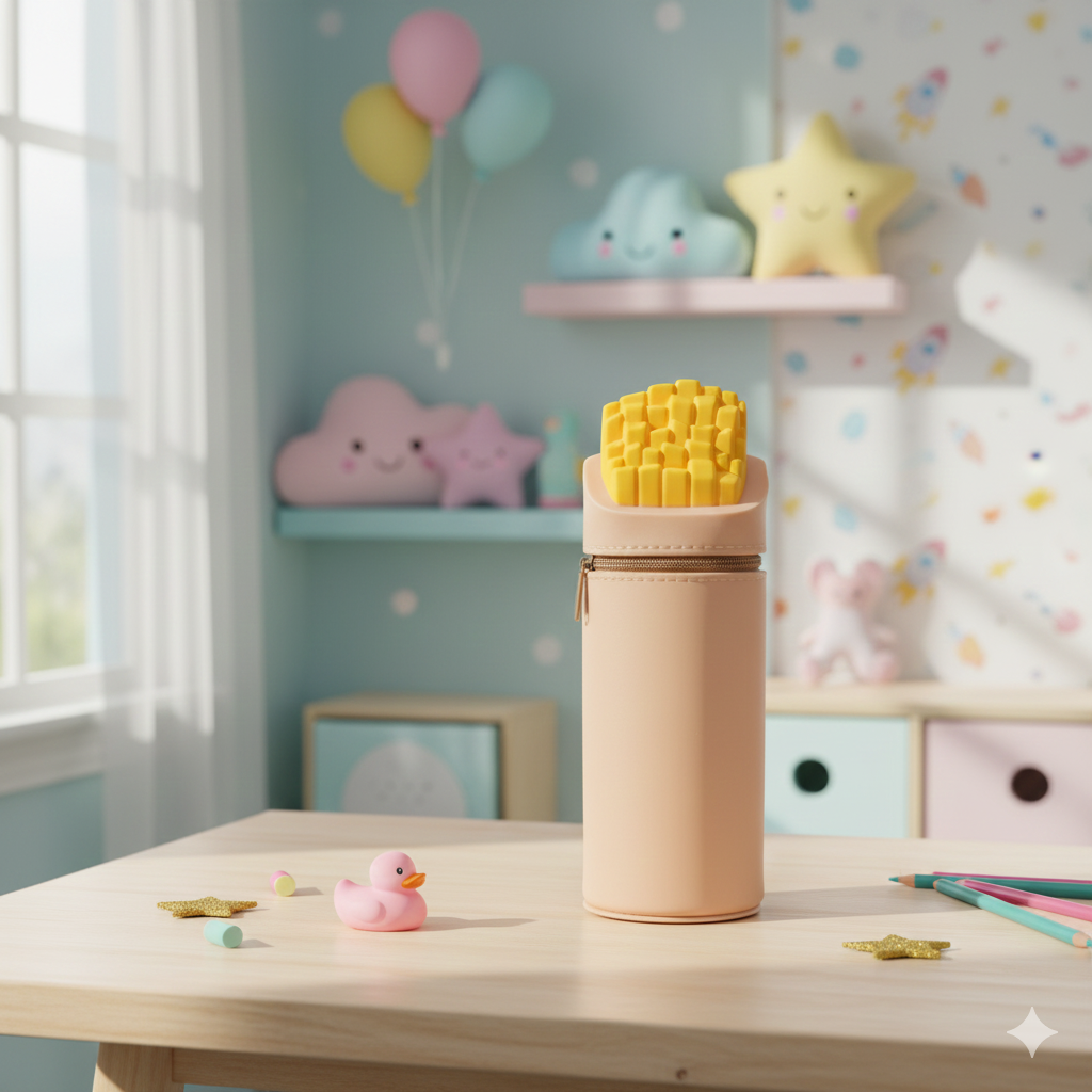 Playful Trendy Fries Vacuum Sucktion pen/pencil pouch (Beige)