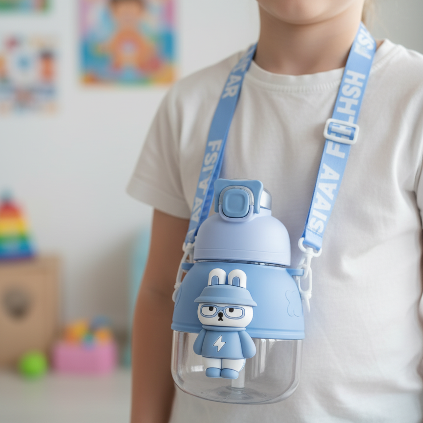 3D Teddy Water Bottle (Blue)