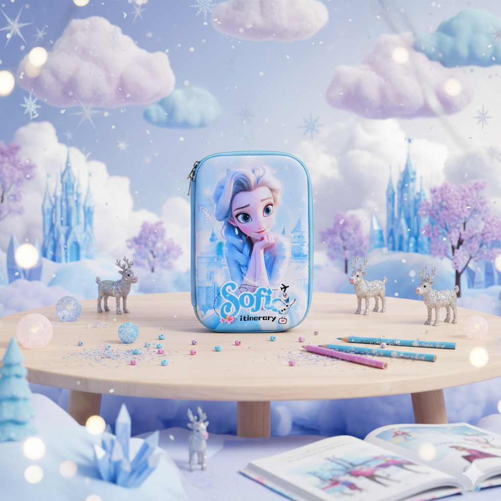 Frozen Elsa Blue Zipper Pencil Case (Blue)