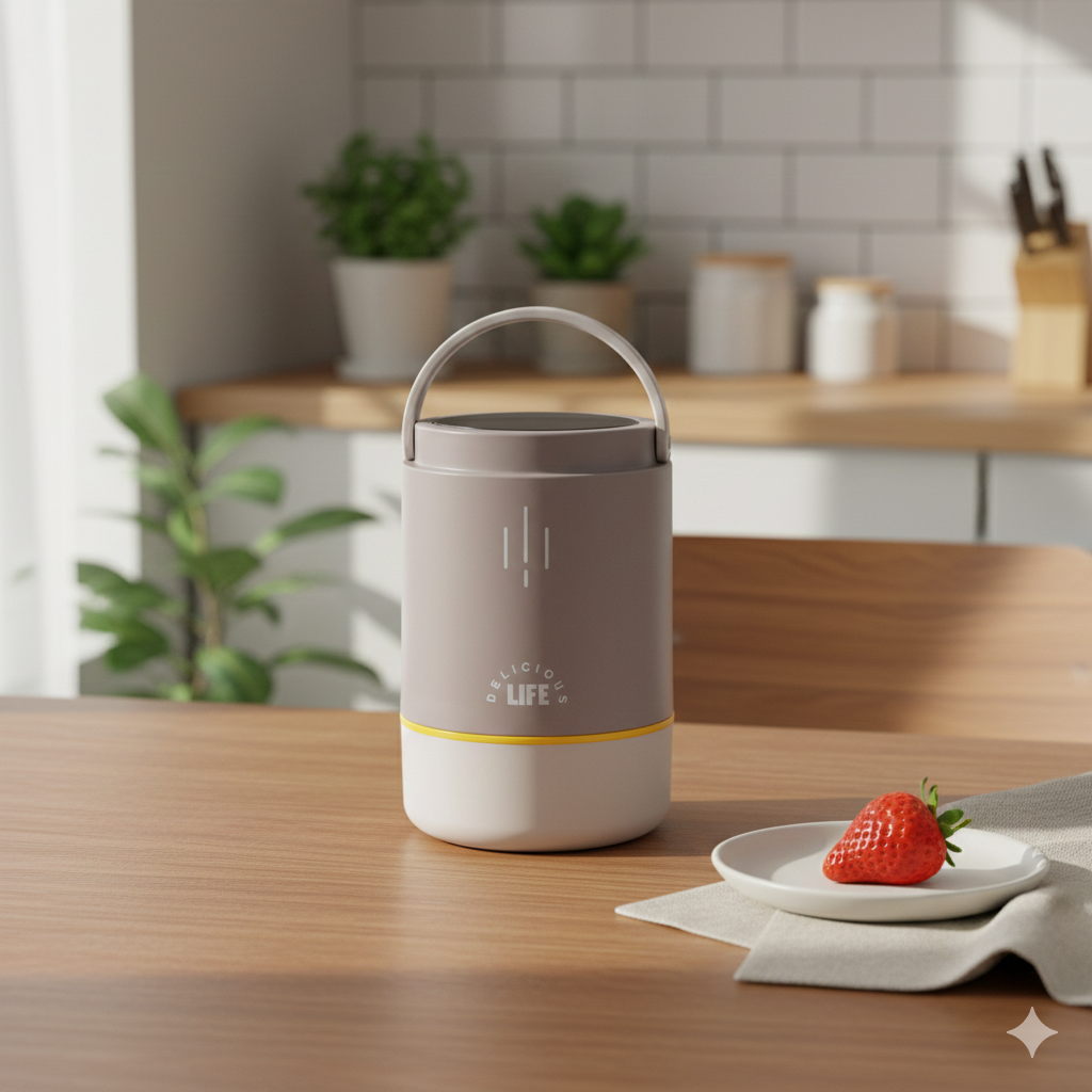 Triple Compartment Stainless Steel Lunch Box  (Taupe Grey)