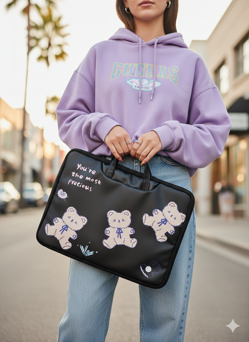 You’re The Most Precious Teddy Print Laptop & Document Bag