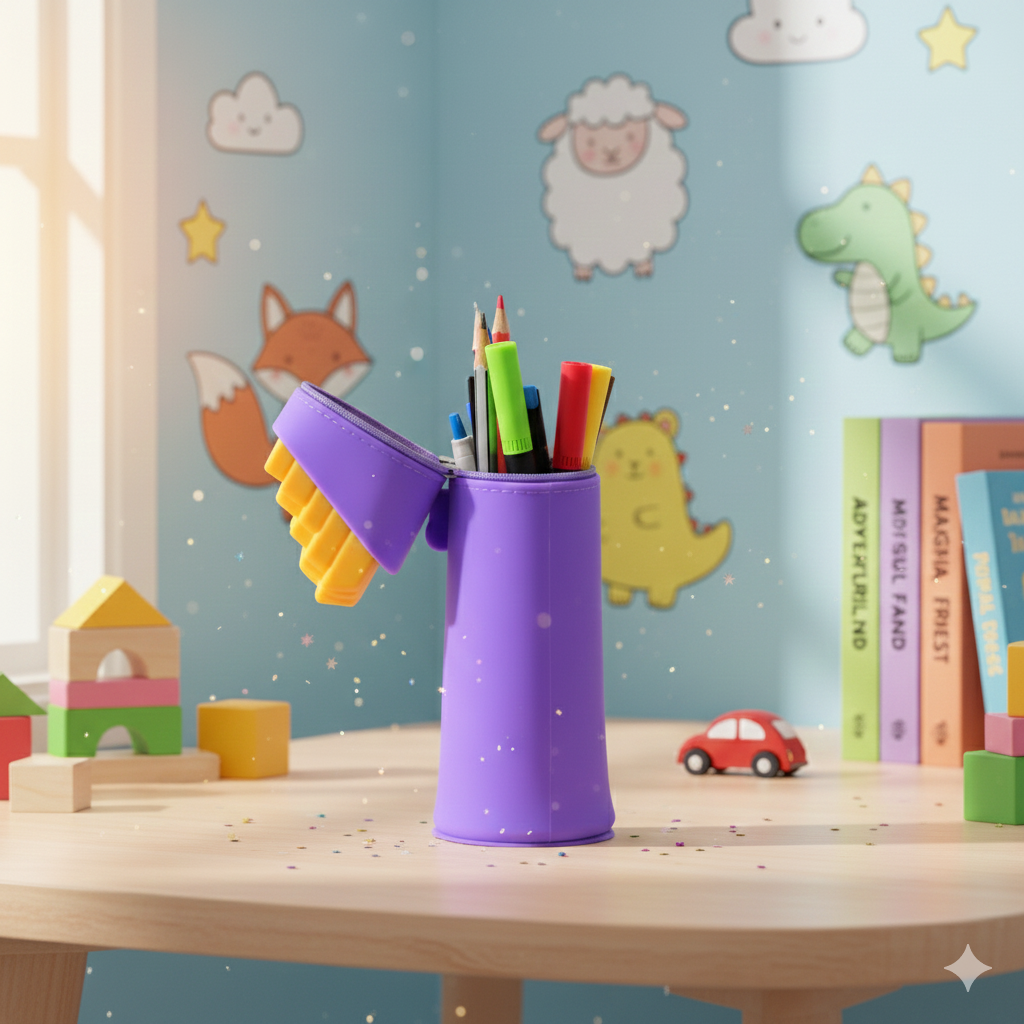 Playful Trendy Fries Vacuum Sucktion pen/pencil pouch (Purple)