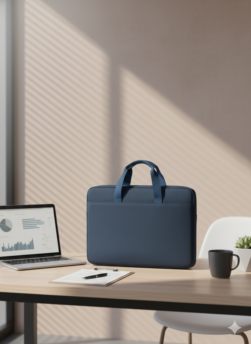 Classic Laptop Bag – Navy Blue