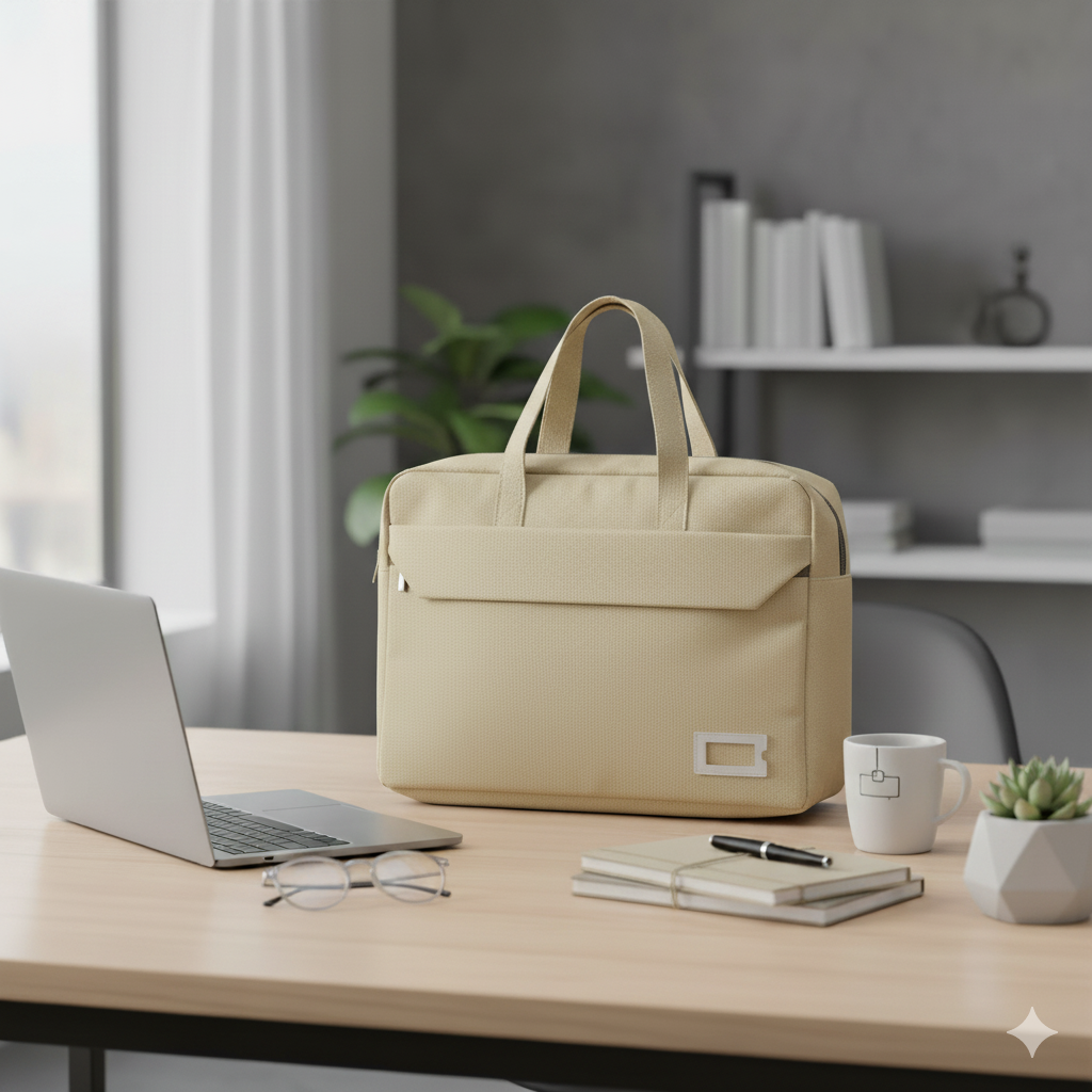 Trendy mini Laptop Bag (Beige)