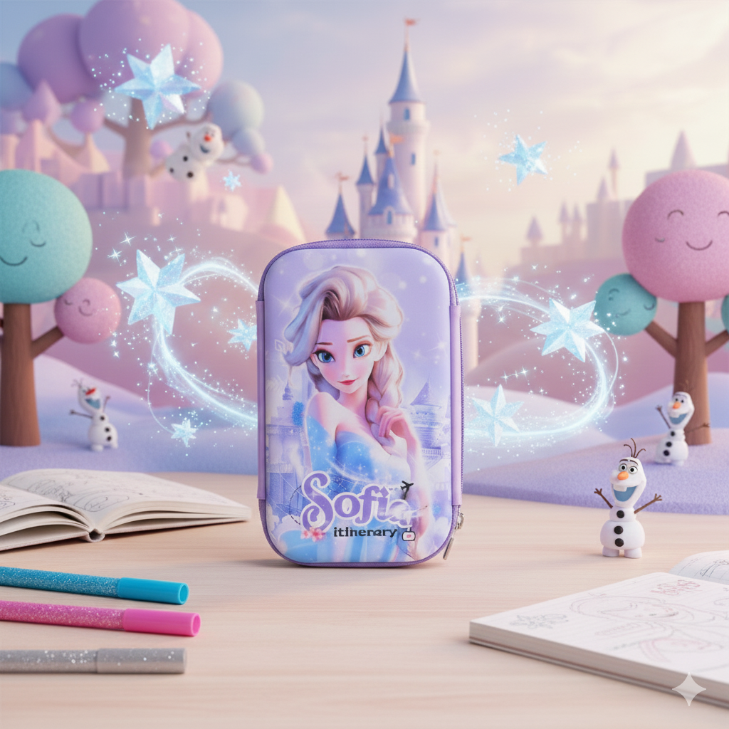 Frozen Elsa & Anna Purple Zipper Pencil Case (Purple)