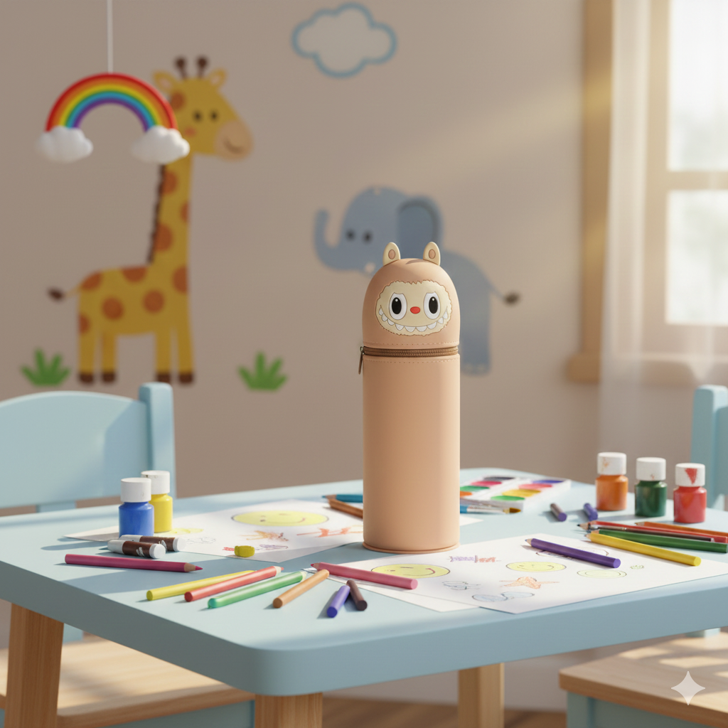 Playful Trendy Labubu Vacuum Sucktion pen/pencil pouch (Beige)