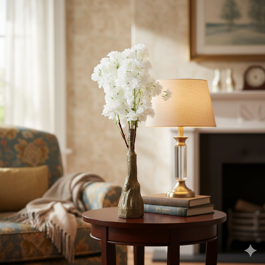 Artificial Planter-Cherry Blossom White