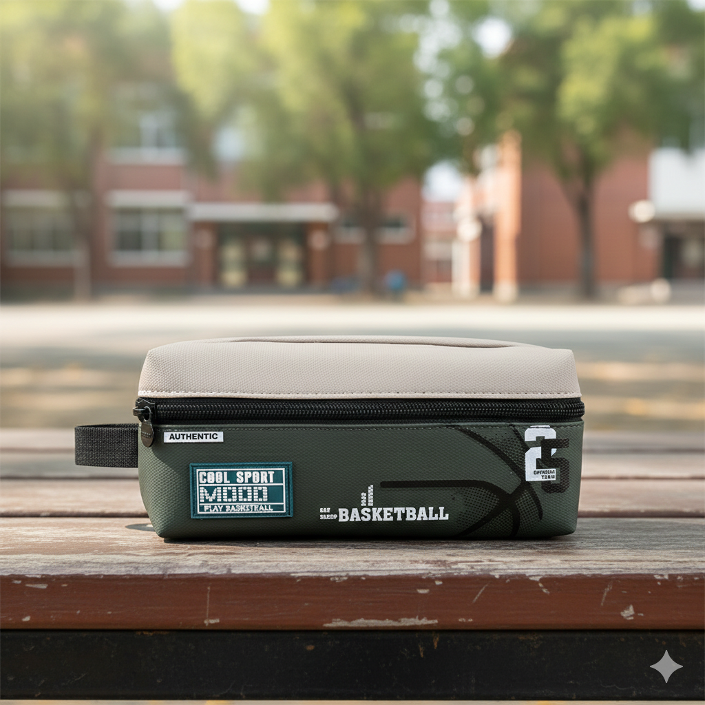 Sporty Pen/Pencil Pouch-Dual (Green & Grey look)