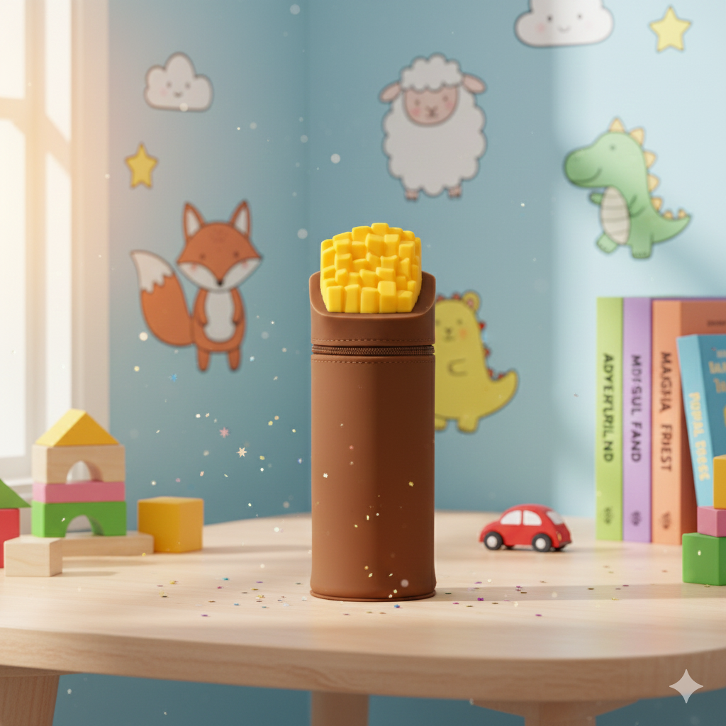 Playful Trendy Fries Vacuum Sucktion pen/pencil pouch (Brown)