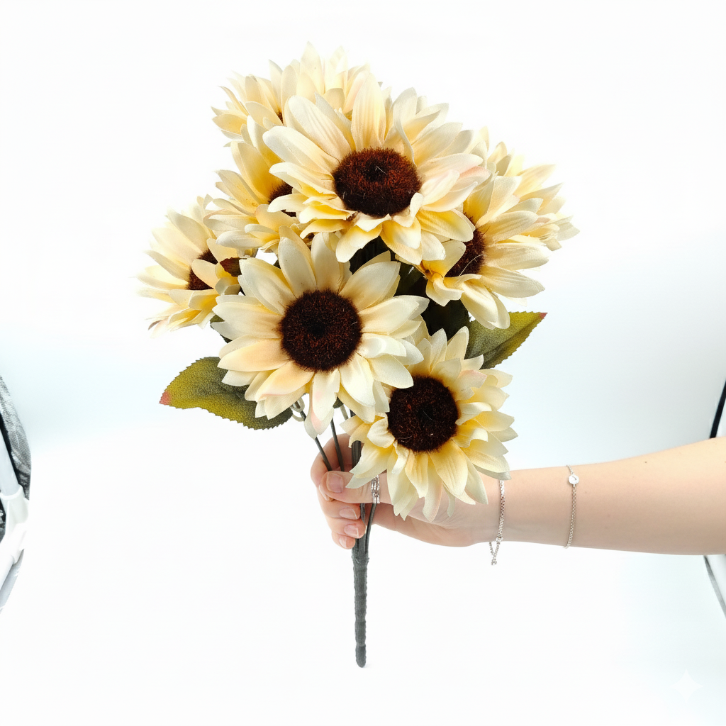 Artificial Cream Gerbera Daisy Flower Bunch