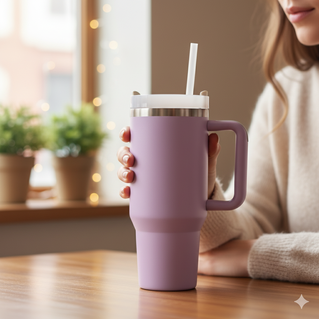 Stainless Steel Vacuum Insulated Tumbler With Lavendar Colour - 1200ml