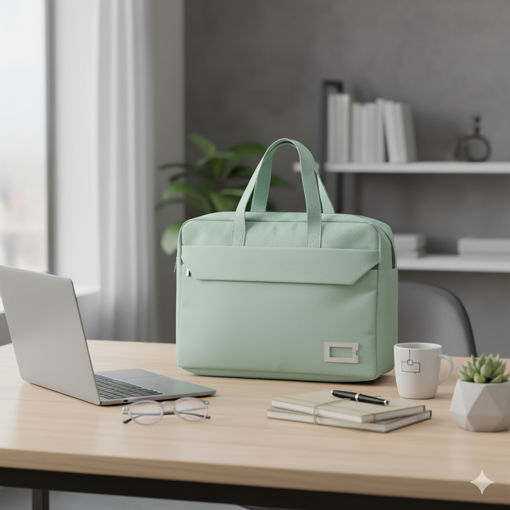 Trendy Light Green Laptop Bag