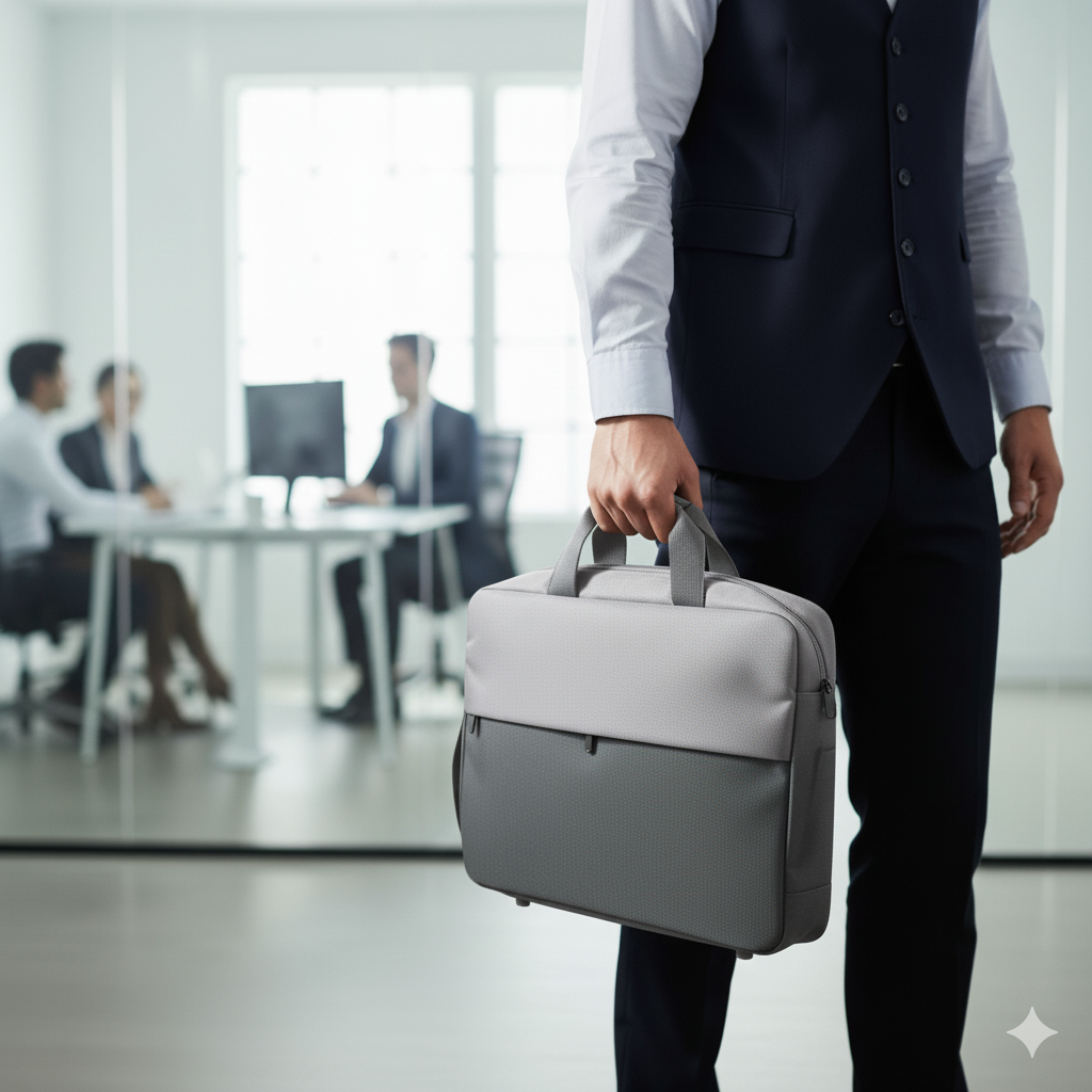 Two Toned Laptop Bag  (Greyish)