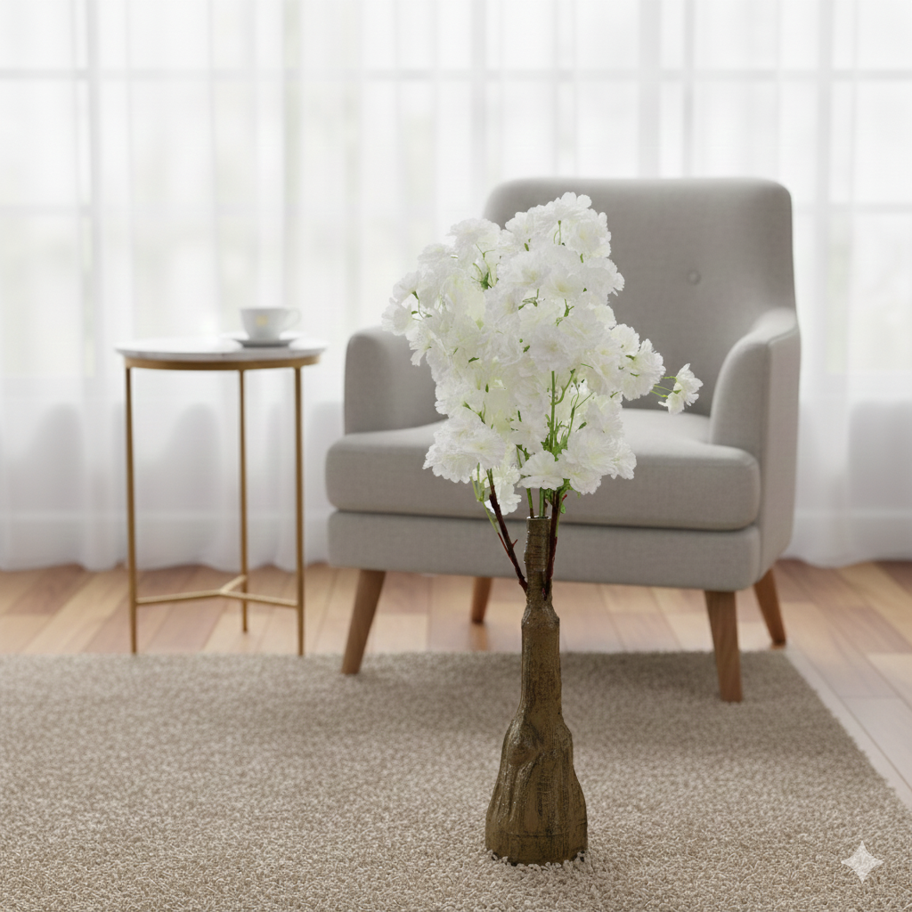 Artificial Planter-Cherry Blossom White