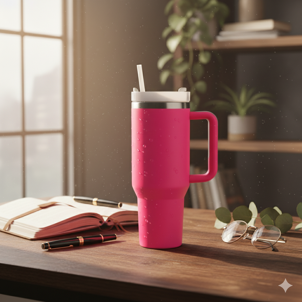 Stainless Steel Vacuum Insulated Tumbler With Neon Pink Colour - 1200ml