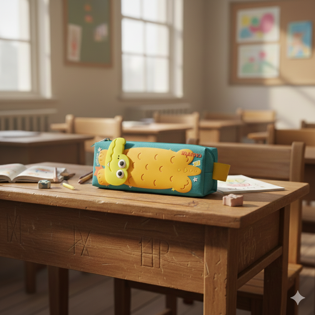 Pen/Pencil Crocodile 3d Pen/Pencil Pouch-Green & Yellow