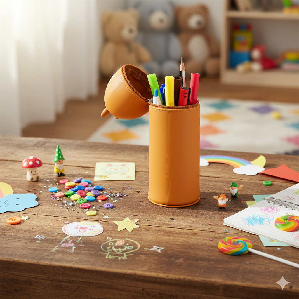 Playful Trendy Labubu Vacuum Sucktion Pen/Pencil Pouch-Orange