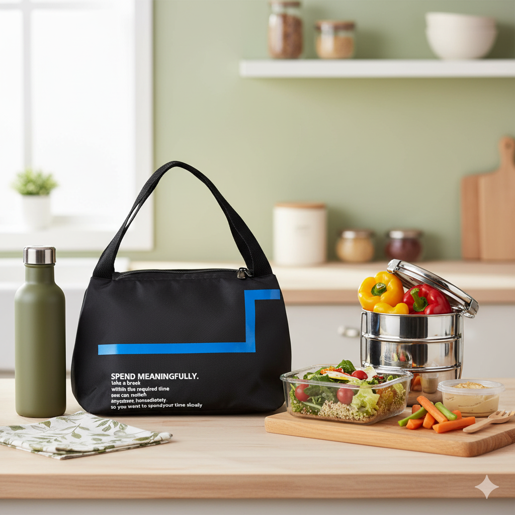 Black Thermal Insulated Lunch Bag