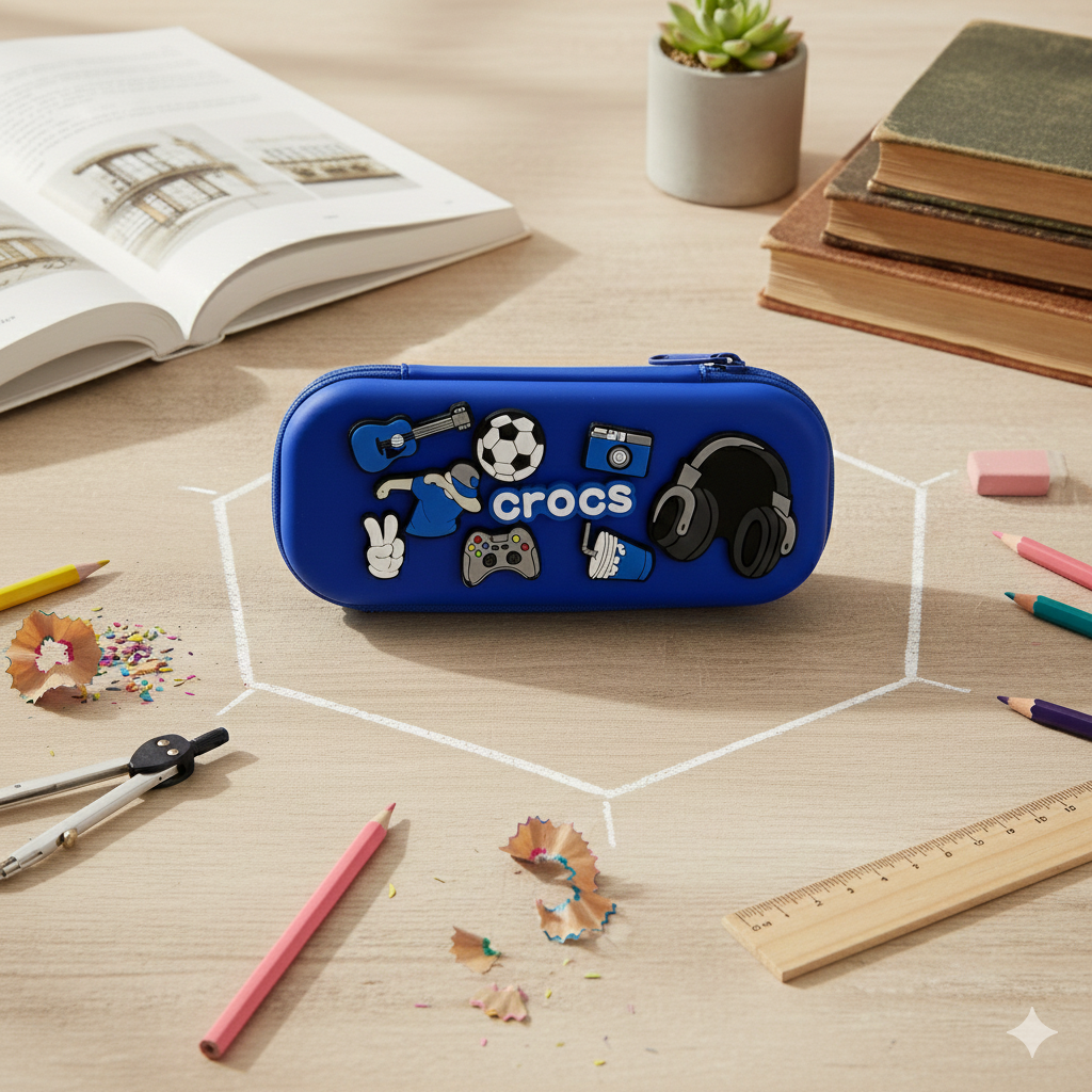 DIY Music & Sports-Themed Pencil Box (Dark Blue)
