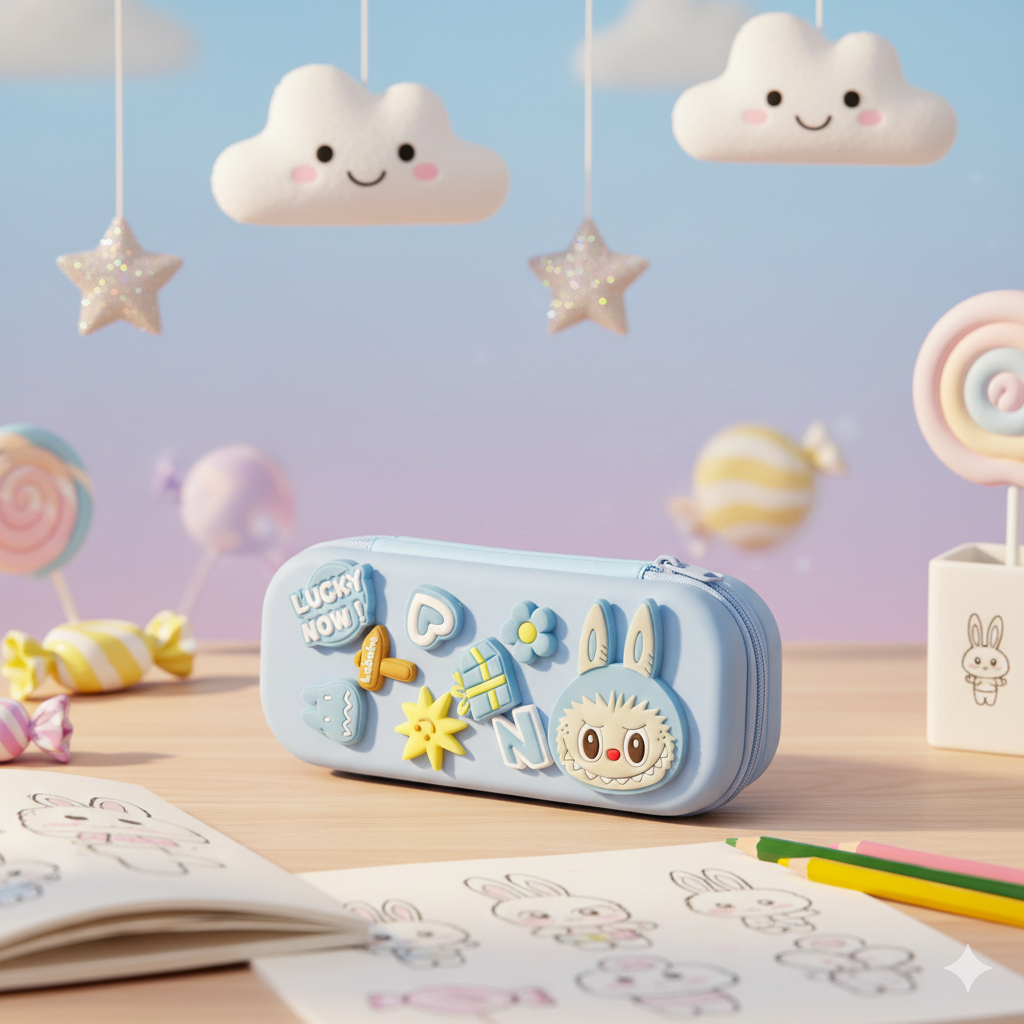 DIY Labubu-Themed Pencil Box (Blue)