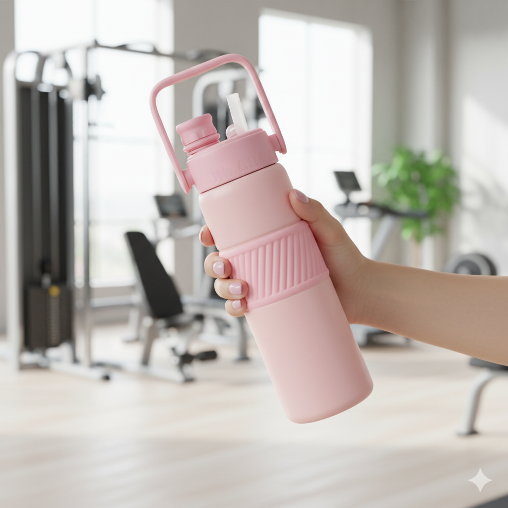 Grip & Go Bottle- Stainless Steel (Pink)