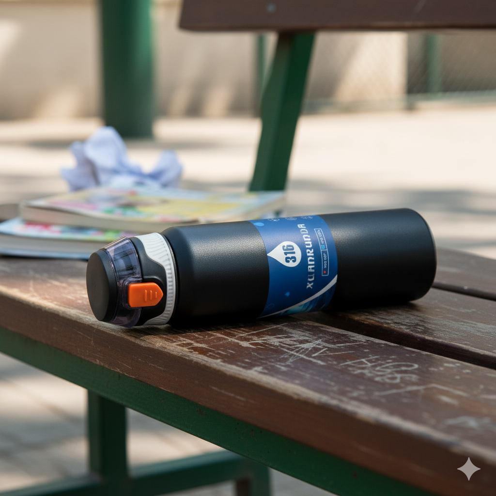 Insulated Sipper Bottle – 1L (Black)