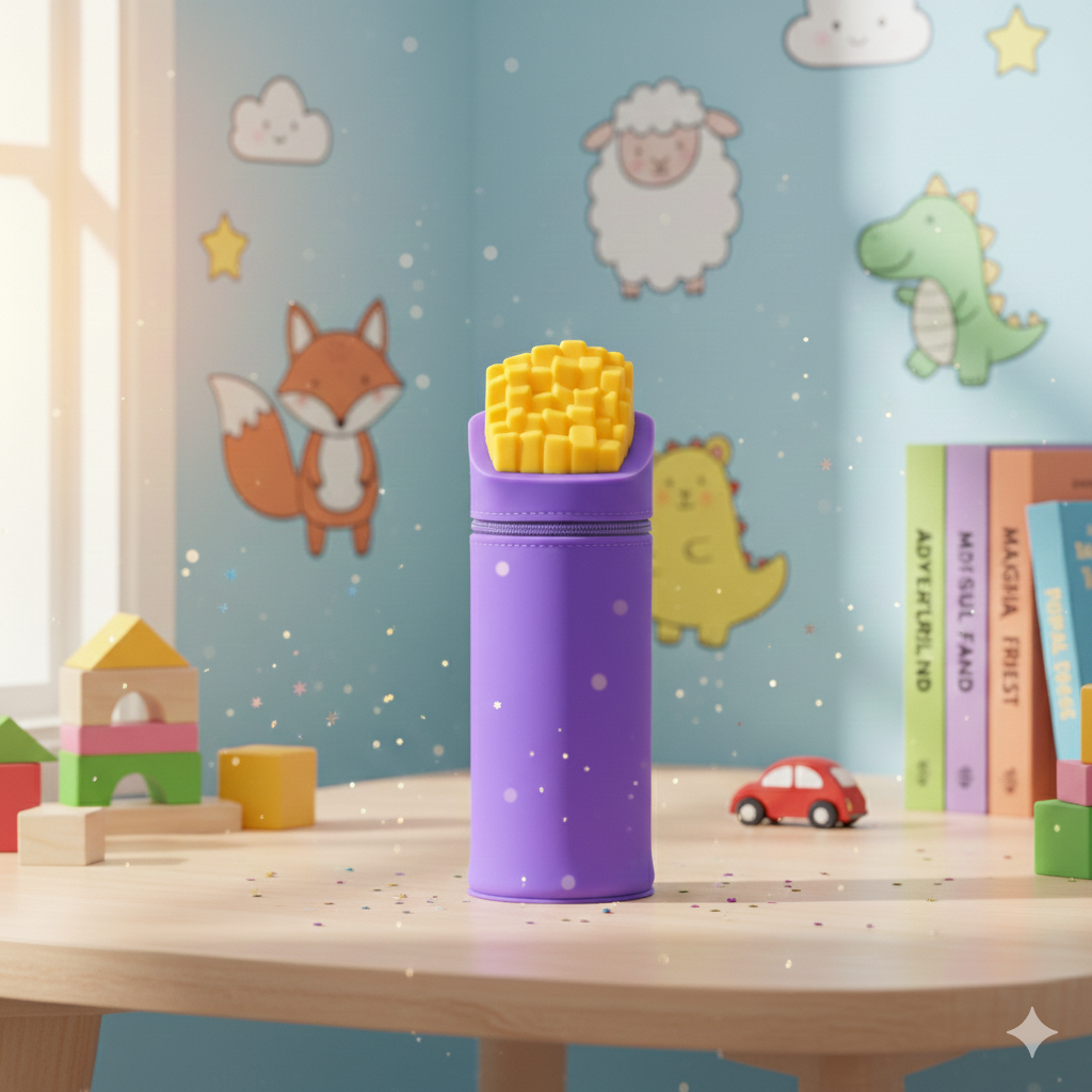 Playful Trendy Fries Vacuum Sucktion pen/pencil pouch (Purple)