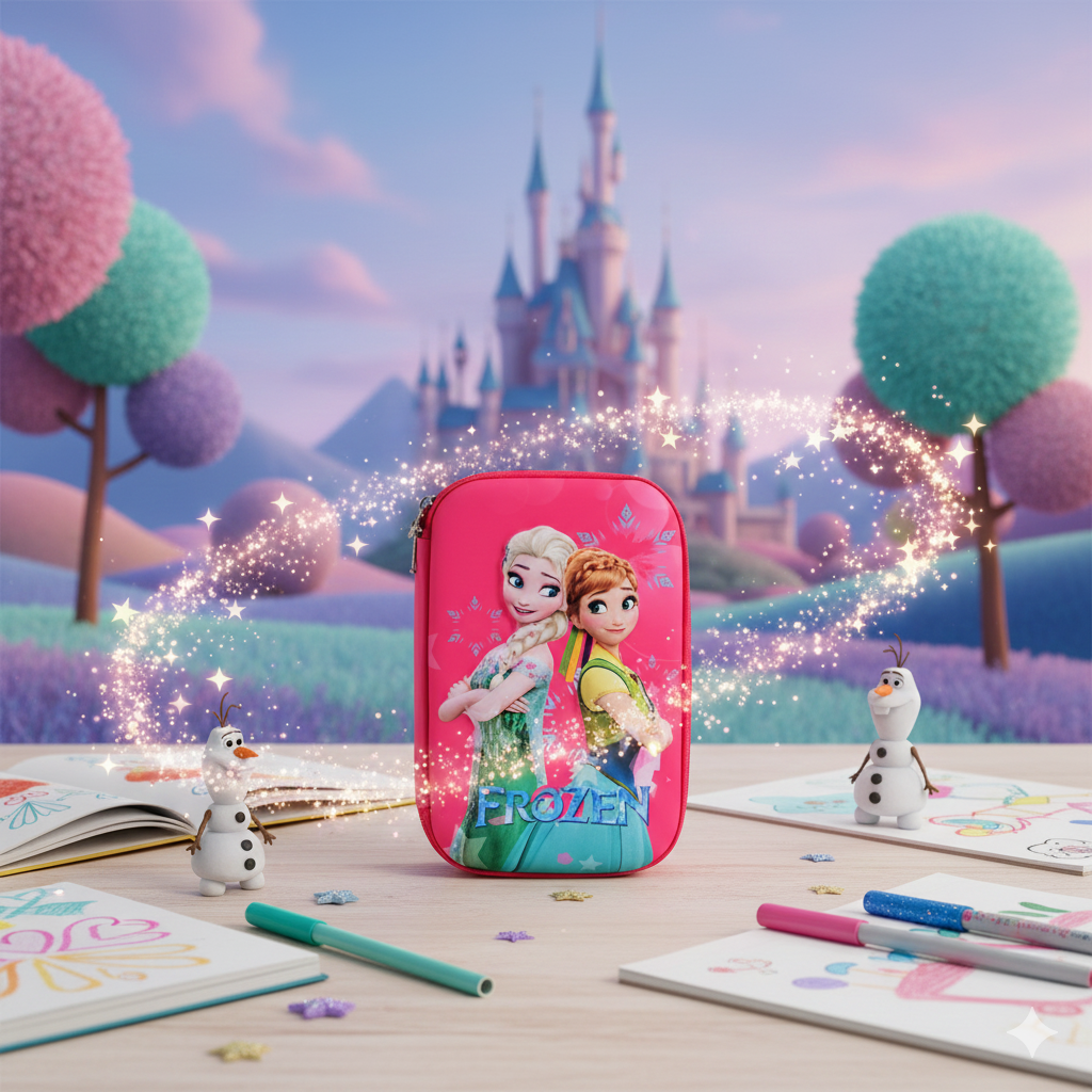 Frozen with this Elsa-Themed Zipper Pencil Case (Hot Pink)