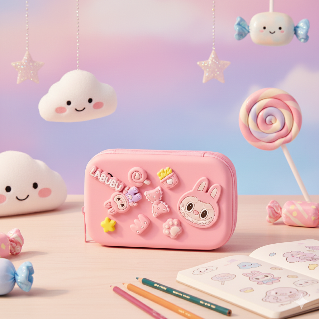 DIY Labubu-Themed Pencil Box-Big Size (Pink)