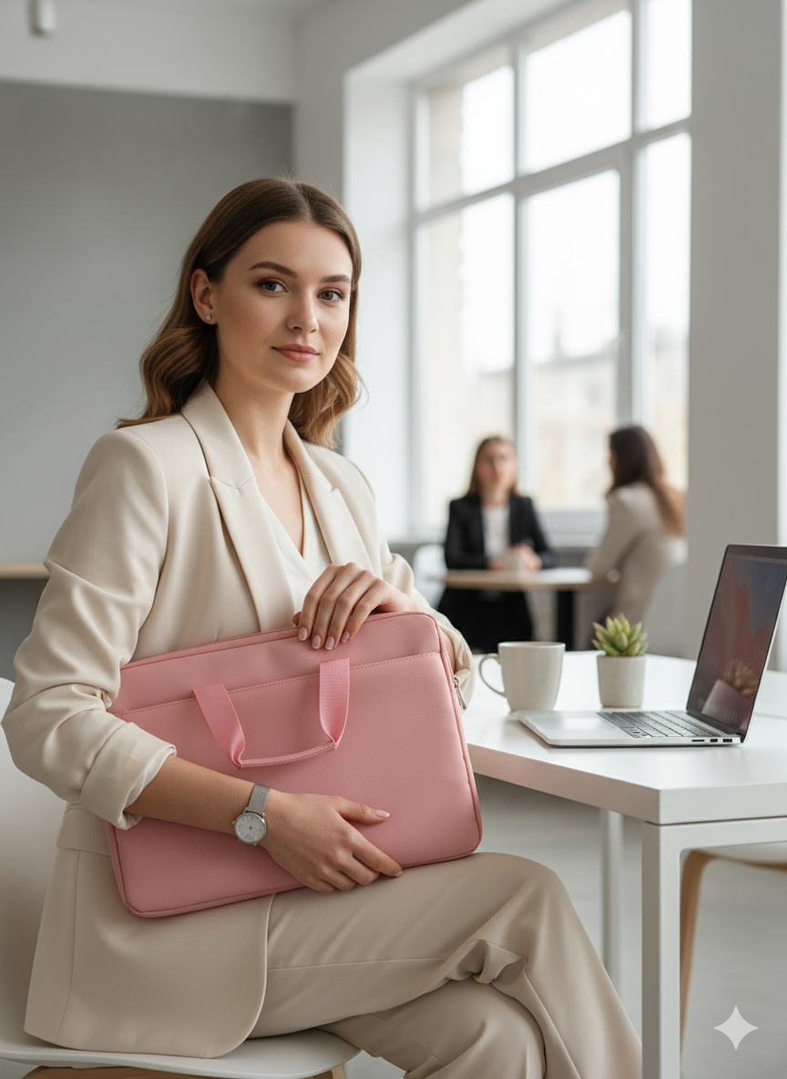 Classic Laptop Bag – Soft Pink