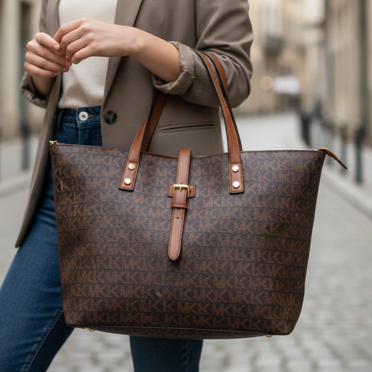 Women’s Designer-Printed Tote Handbag – Premium PU Leather Detailing & Spacious Multi-Compartment Interior