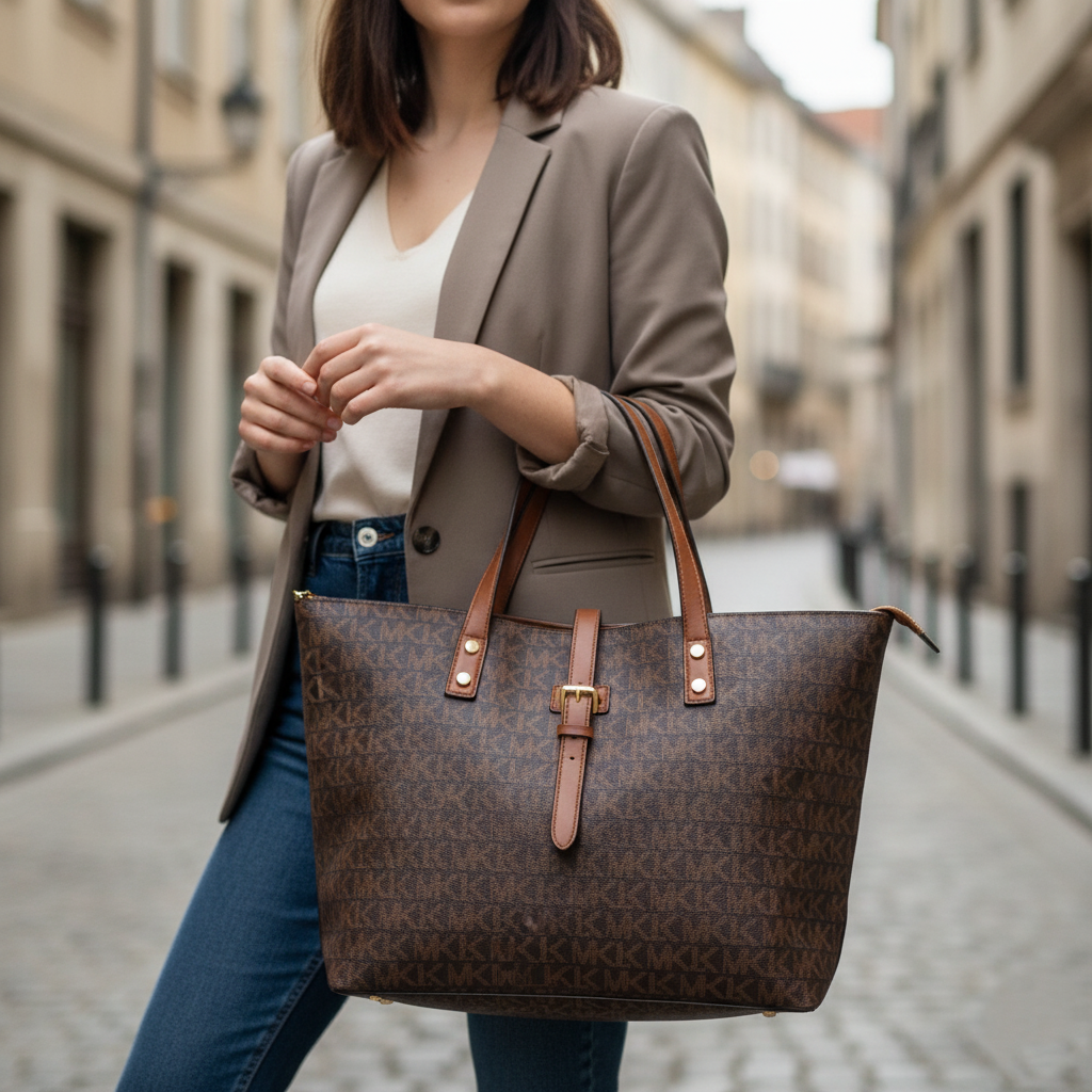 Women’s Designer-Printed Tote Handbag – Premium PU Leather Detailing & Spacious Multi-Compartment Interior