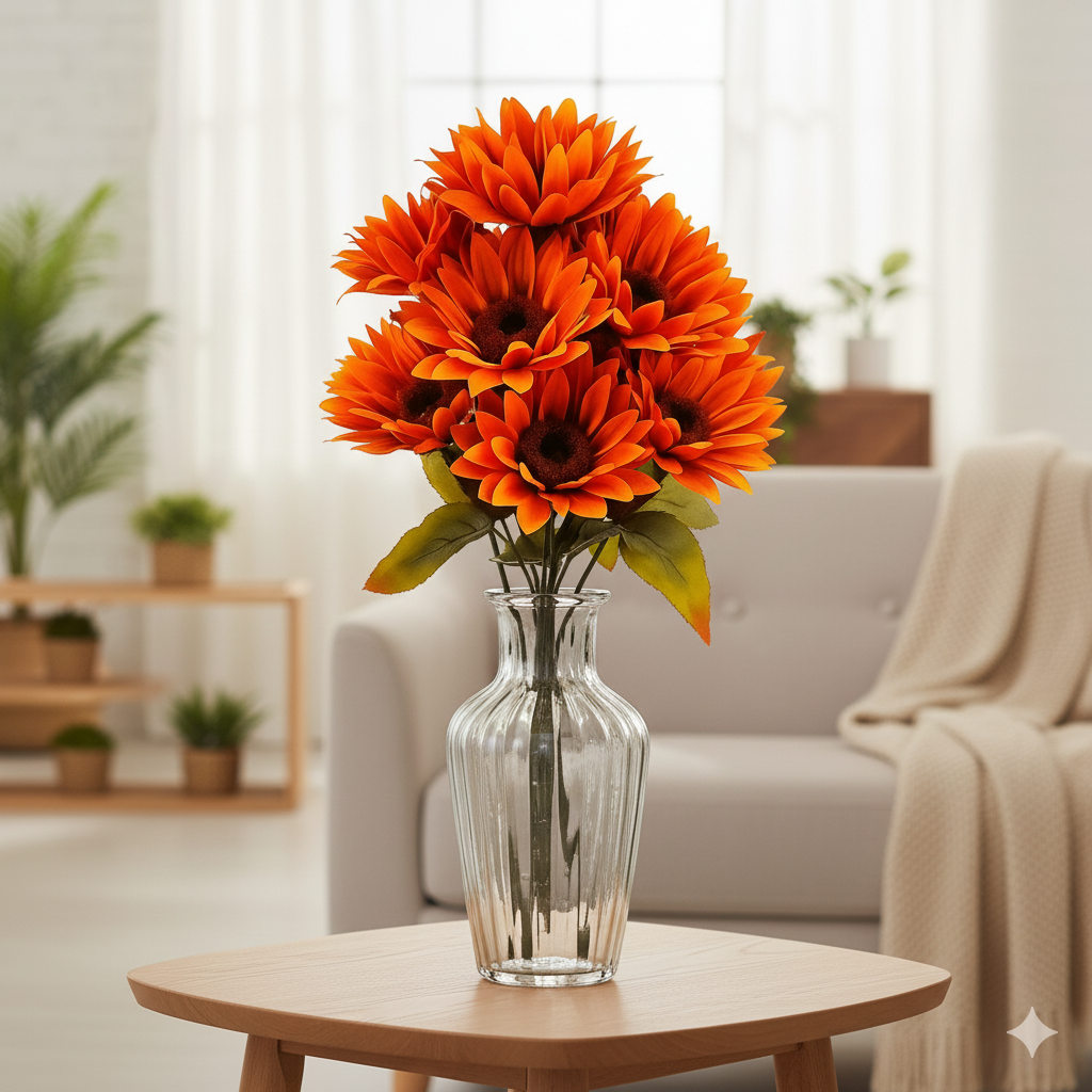 Artificial Orange Gerbera Daisy Flower Bunch