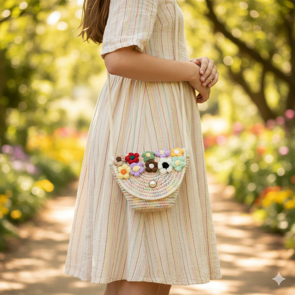 Mini Tote Bag (White Multi Thread)