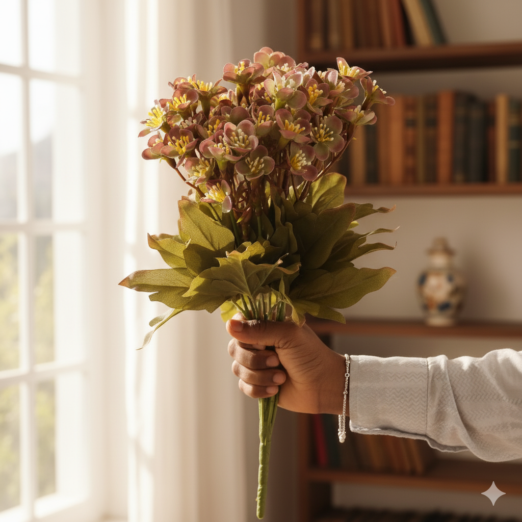 Artificial Brown Cherry Blossom Flower Bunch