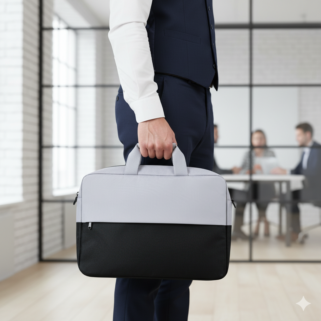 Two Toned Laptop Bag (Grey & Black)