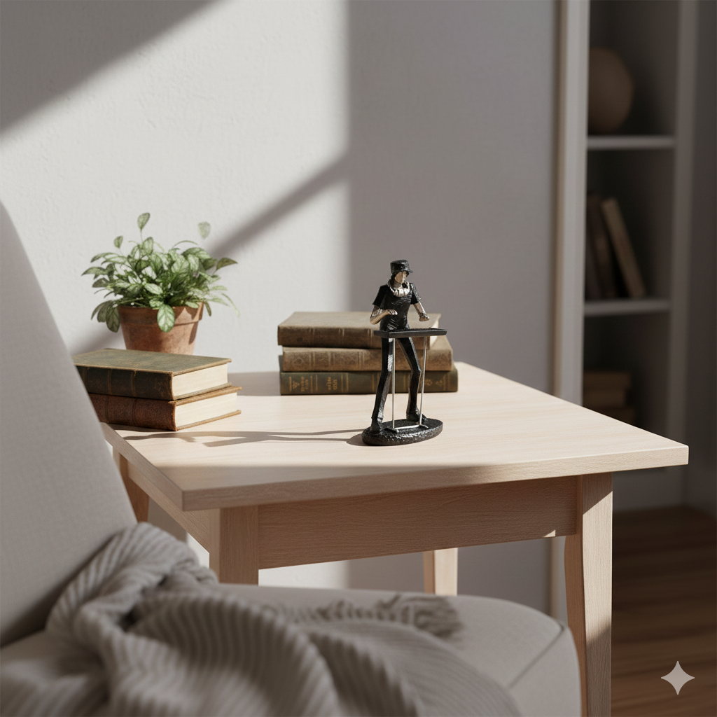 Decorative Musician Figurine – Silver & Black Keyboard Player