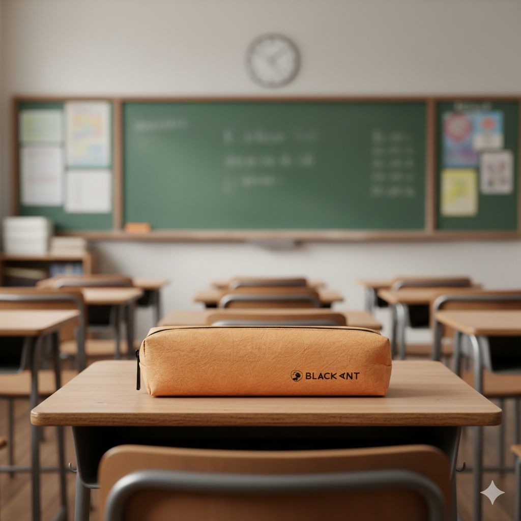 Crushed paper look pen/pencil Pouch- basic and classy brown